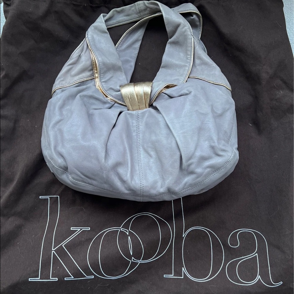 Kooba Carly small hobo purse in lavender and gold leather